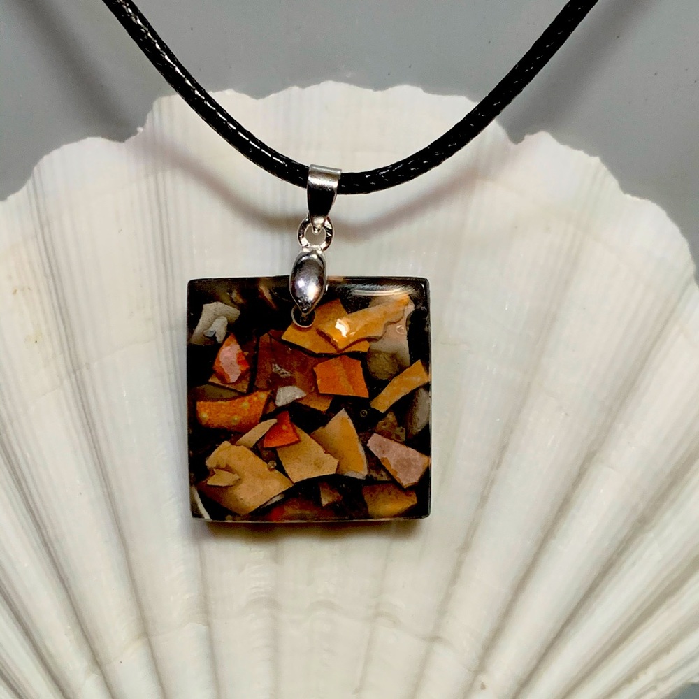 Dark Blue Crab Shell Pendant with Necklace